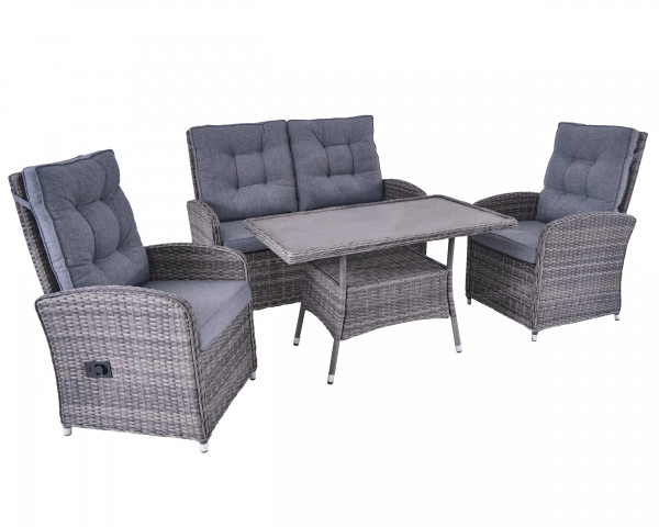 Lounge Set 4-tlg. Denver Garten Sitzgruppe Loungegarnitur omega-grau