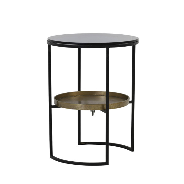 Beistelltisch ROWDY von Light &amp; Living Ø43x57 cm Glas Schwarz+Antik Bronze