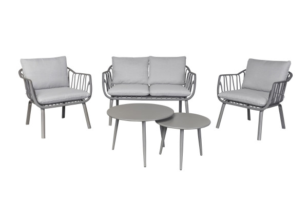 Lounge Set 4tlg. Moroni Loungemöbel Sitzgruppe Gartenlounge Loungeecke Grau