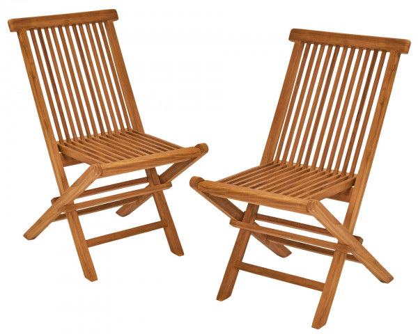 Klappstuhl Ela 2er Set Teak Gartenstuhl 47x43x89cm