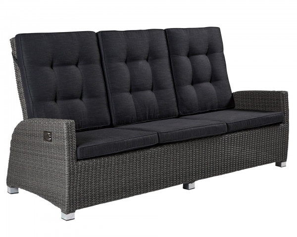 Relaxsofa Kansas 3er Sofa Garten Couch Dreisitzer grau-mix