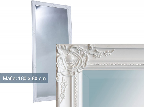 Wandspiegel Barock Weiß 180x80 cm XL Spiegel Antik-Stil Ganzkörperspiegel